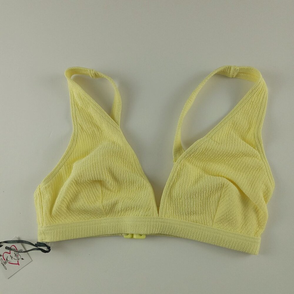 Peek & Beau Women's Fuller Bust Triangle Scrunch Bikini Top Size 30D Lemon
